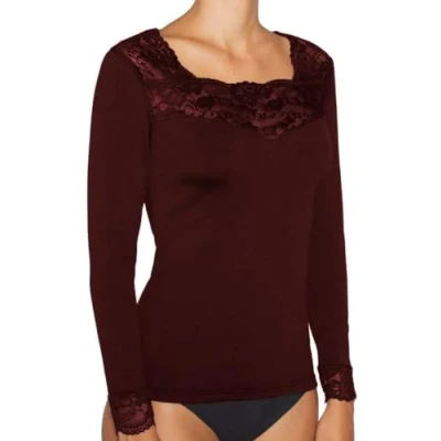 Afbeelding van Ysabel Mora Thermisch shirt met kant en lange mouwen, Granaat, L