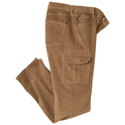 Afbeelding van ATLAS FOR MEN Donkerbruine ribfluwelen cargobroek met stretch 52