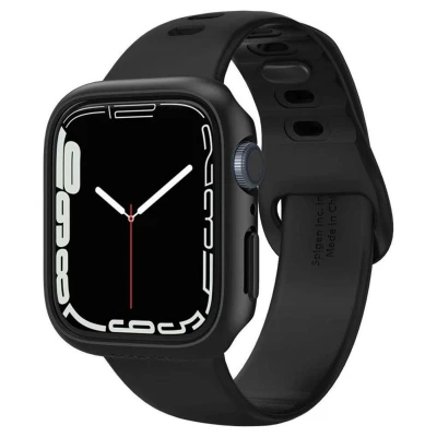 Afbeelding van Apple Watch 41 mm Hoes: Spigen Thin Fit Case Backcover,Hardcase,Bumper Zwart Kunststof Smart Covers