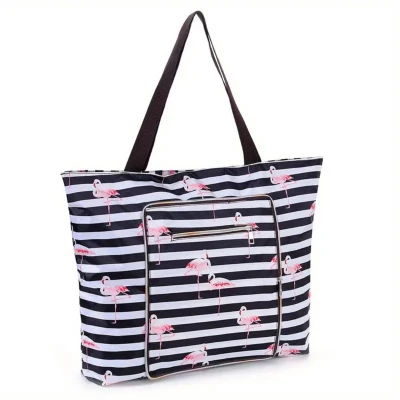 Afbeelding van Nivard Strandtas Ibiza Tas Tote Bag Shopper Met Rits Flamingo