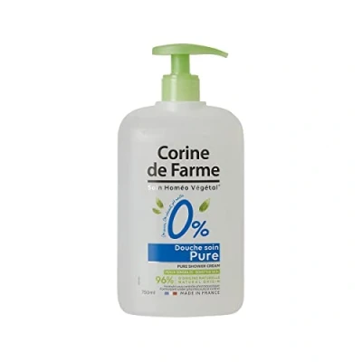 Afbeelding van Corine de Farme Pure verzorgende douche 0% Reinigt, hydrateert huid pH neutraal, zonder zeep en kleurstoffen, 12 ingrediënten, Clean Beauty Gemaakt in Frankrijk 750 ml