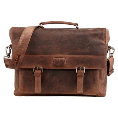 Afbeelding van fixbag FB2047139 fiets zakelijke tas met Klickfix compacte rail voor fiets, laptoptas 15 inch notebook, schoudertas van echt leer, ca. 28,5 x 37,5 13 cm, bruin,