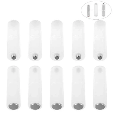Afbeelding van Jubaopen 10pcs Batterijhouder Converter Plastic Cel Batterij Grootte Adapter AAA naar AA (50 * 14mm, doorschijnend)