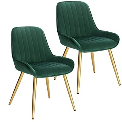 Afbeelding van Lestarain Eetkamerstoelen, retro keukenstoel, gestoffeerde stoel, zitvlak van fluweel, retrostoel met metalen poten, bezoekersstoel, stoel voor eetkamer, woonkamer, keuken, lichtgrijs