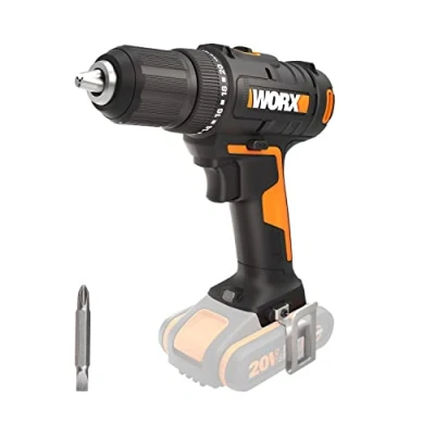 Afbeelding van Worx WX108.9 accu schroefboormachine, 20 V 40 Nm ø 13 mm (levering zonder en oplader, 1 dubbele bit), oranje/zwart