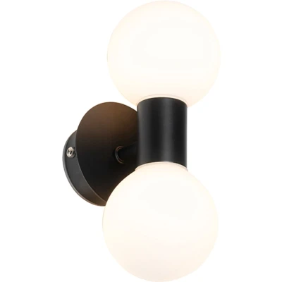 Afbeelding van QAZQA Moderne wandlamp zwart IP44 2 lichts Cederic