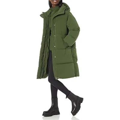 Afbeelding van Amazon Essentials Oversized lange pufferjas voor dames (verkrijgbaar in grote maten), donker olijf, XX Large