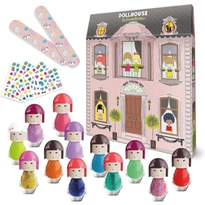 Afbeelding van beauty4britain Kindernagellak Set 12 Niet giftige Afpelbare Nagellakken 2 Nagelvijlen &amp; Nagelstickers Sneldrogende Geurige Nagellak