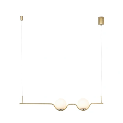 Afbeelding van Faro Le Vita hanglamp goud messing twee glazen bollen led