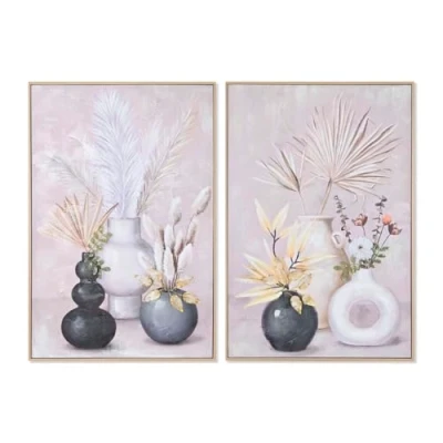 Afbeelding van Schilderij Home ESPRIT Canvas Hout MDF Vaas Scandinavisch 62 x 4 92 cm (2 Stuks)