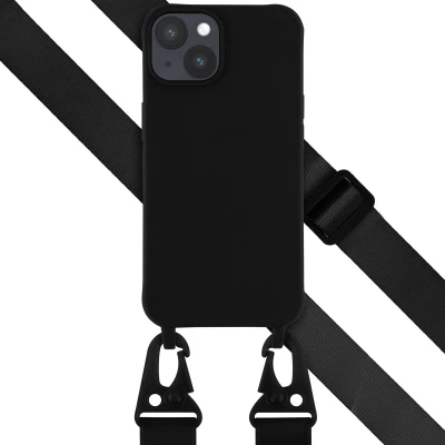 Afbeelding van Apple iPhone 14 Hoesje Siliconen en TPU (zacht) Selencia Softcase/Koordhoesje/Backcover Zwart Telefoonhoesje