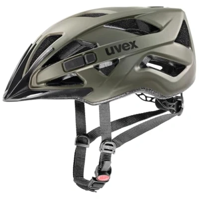 Afbeelding van uvex touring cc lichte allround helm voor dames en heren individueel passysteem uitbreidbaar met led licht smoke green matt 52 57 cm