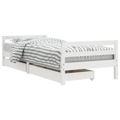 Afbeelding van Kinderbedframe Met Lades 80X200 cm Massief Grenenhout Zwart 90 x 190 / Wit