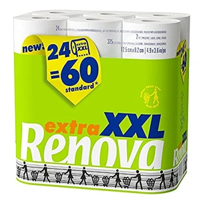 Afbeelding van Renova Extra XXL toiletpapier, 24 rollen = 60 standaardrollen, wit papier