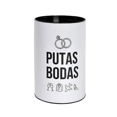 Afbeelding van FISURA Originele spaarpot &quot;P*tas bodas&quot;. Bruiloft met boodschap. Grote tinnen spaarpot. Grappige voor bruiloft. Afmetingen: 13 x 20 centimeter