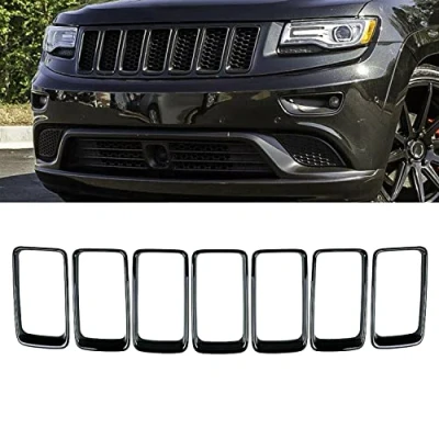 Afbeelding van KYYET 7 Stks Voorbumper Ringen Grill Vent Insert Trim Cover Compatibel met 2014 2015 2016 Grand Cherokee Gloss Black