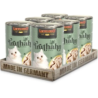 Afbeelding van LEONARDO kalkoen + extra filet, (6 x 400 g) kalkoenfilet, natvoer met graanvrij hoog vleesgehalte