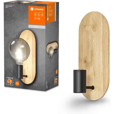 Afbeelding van LEDVANCE DECOR Wood Wall wandlamp, zwart/hout, E27