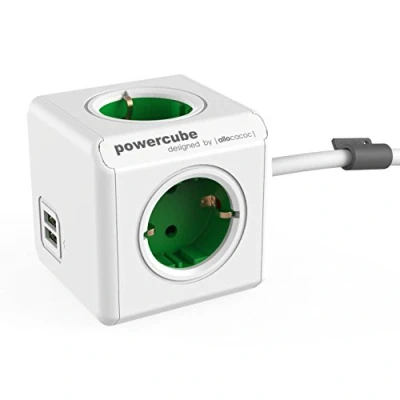 Afbeelding van Allocacoc PowerCube Extended USB Green 1,5 Meter
