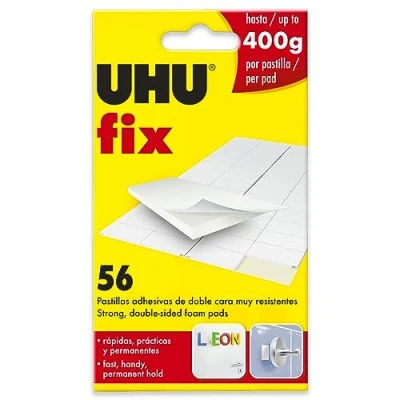 Afbeelding van UHU Fix Dubbelzijdig Kleverige Lijm Foam Pads Sterke Muurkleefstrips Pak van 56