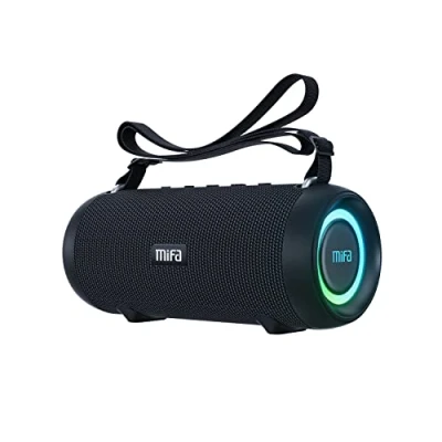 Afbeelding van MIFA A90 Bluetooth luidspreker 60 W draadloos IPX7 waterdicht RGB LED licht Tot 30 uur afspelen Micro SD kaart Echt stereo USB C Opladen met beschermhoes en draagbare riem