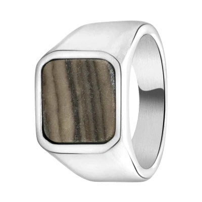 Afbeelding van Lucardi Ring silvercoloured, Heren, Maat: 57, Silver/coloured