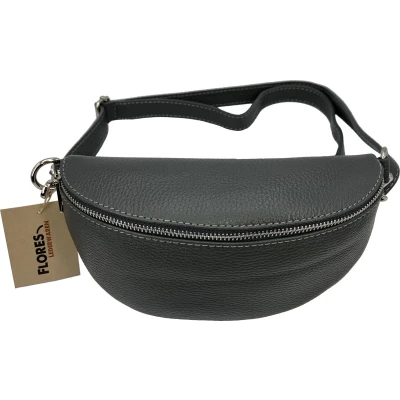 Afbeelding van Flores Lederwaren Crossbody/Heuptas model &#039;The Sling&#039; grijs.