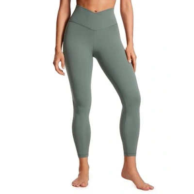 Afbeelding van CRZ Yoga Womens Butterluxe Cross Waist Workout Leggings 25&quot; V Crossover High Waisted Gym Grijze Salie XL