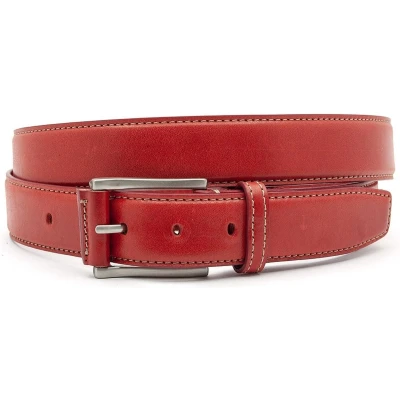 Afbeelding van JV Belts Rode leren heren riem cm breed Echt Taille: 115cm Totale lengte riem: 130cm