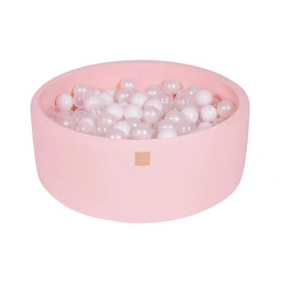 Afbeelding van Katoenen Ballenbak in Licht Roze Kleur Ballenbakje België Wit/Transparant/Wit Parelmoer