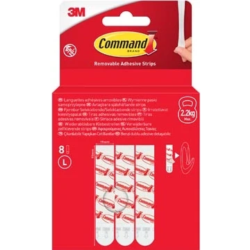 Afbeelding van Command Grote zelfklevende en montage navulstrips, 8 strips Schadevrij ophangen Houdt tot 4,4 kg