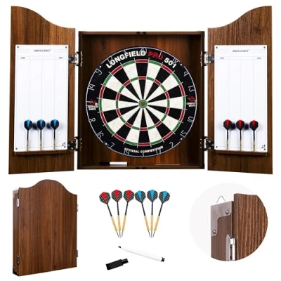 Afbeelding van Dartkast bruin (incl. dartbord en 2 sets 18gr darts)