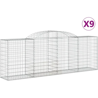 Afbeelding van vidaXL Schanskorven 9 st gewelfd 300x50x100/120 cm ijzer