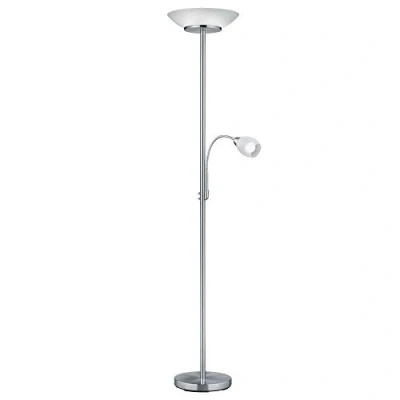 Afbeelding van Reality Leuchten Vloerlamp Gerry R40063107, metaal nikkel mat, glas wit, excl. 2x E27 &amp; 1x E14
