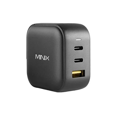 Afbeelding van MINIX 66W Turbo 3 Port GaN Wandlader 2 X USB C Fast Charging Adapter, 1 A Quick Charge 3.0, compatibel met MacBook Pro Air, iPad Pro, iPhone 11 Max XR XS SE2 en meer (NEO P1)