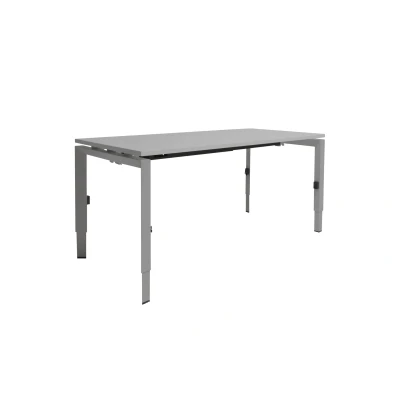 Afbeelding van Linesto N3 bureau, hoogte instelbaar (65 85cm) met 180x80cm lichtgrijs zwevend 25mm blad en aluminium (RAL9006) vierpoot N frame (poot driehoekig