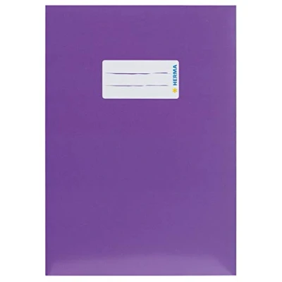 Afbeelding van HERMA 19770 boekomslagen A5 karton violet paars, 10 stuks, schriften met tekstveld van stevig en extra sterk papier, set voor schoolschriften, gekleurd