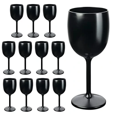 Afbeelding van Herbruikbare wijnglazen in het zwart, keuze uit 6, 12, 24 of 48 stuks, champagneglas, inhoud 12 stuks