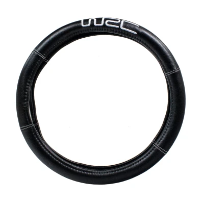 Afbeelding van WRC 73247 Zwart geborduurde zilveren stuurhoes, zwart, 0