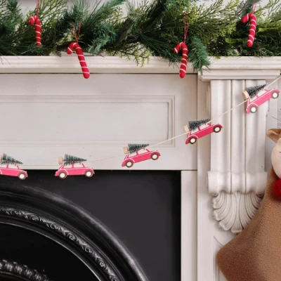 Afbeelding van Ginger Ray Slinger houten auto met kerstboom 1,5 meter