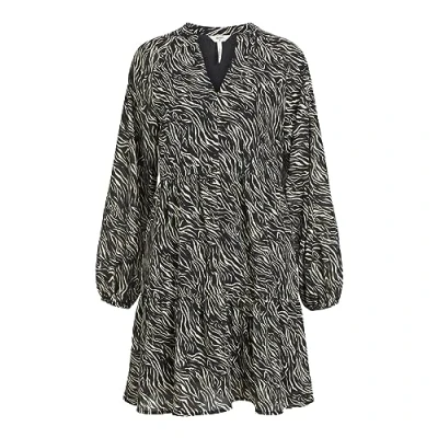 Afbeelding van OBJECT jurk OBJMILA van gerecycled polyester zwart/ecru