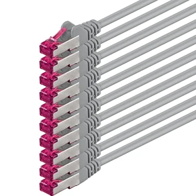 Afbeelding van 0,25m grijs 10 stuks Ethernet Cable Gigabit LAN Netwerkkabel RJ45 CAT6a (10Gb/s) S FTP CAT 6a Lankabel GHMT gecertificeerd PIMF 500 MHz