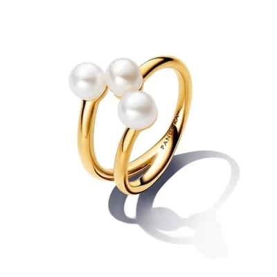 Afbeelding van Pandora Ringen 14k Gold plated open ring with treated freshwater in white