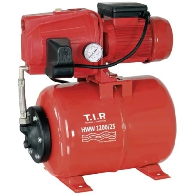 Afbeelding van T.I.P. HWW 1200/25 31111 Hydrofoorpomp met drukvat, debiet tot 5.000 l/u, opvoerhoogte max. 50 m, druk 5,0 bar, 1.200 W, robuust en soepel lopend pompbehuizing van gietijzer