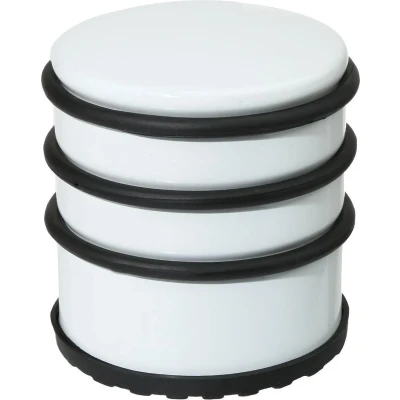 Afbeelding van Ronde deurstopper wit 7 x 7,5 cm van metaal Deurstoppers