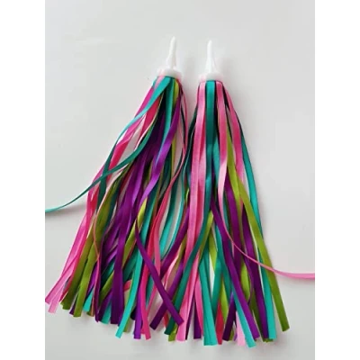 Afbeelding van 1 paar kleurrijke luchtslangen, voor kinderen, fietsstuur, streamers, meisjes, jongens, stuur, banden, streamer, fiets, handgrepen, kwastjes, banden decoratie, carrier, accessoires