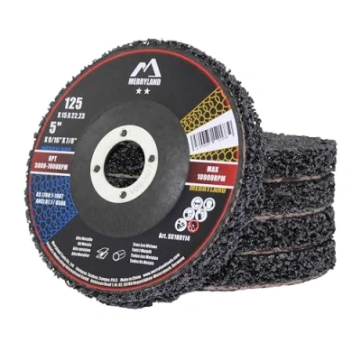 Afbeelding van Merryland Reinigingsschijf 125 Verf Roest voor Haakse Slijper, 125mm Zwart Stripschijf CSD Schijf 5 Stuks, Ontroest Metaal Roestvrij Staal Ijzer, Craft Line SC108114 05