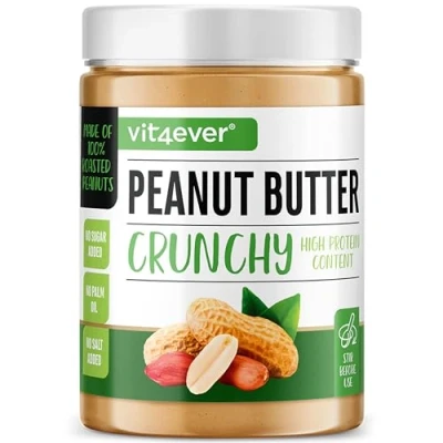 Afbeelding van Pindakaas Crunchy 1kg natuurlijke zonder toevoegingen Eiwitrijk toegevoegd zout, olie of palmvet Veganistisch
