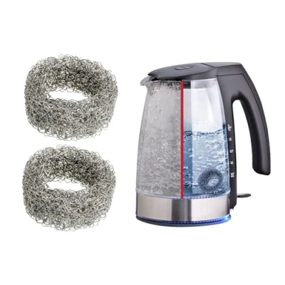 Afbeelding van Hexi kalkvanger mod. roestvrij staal kalkbescherming waterkoker accessoires ontkalker kalkfilter energiebesparing zonder chemicaliën set van 2 4 x cm zilver