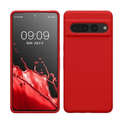 Afbeelding van kwmobile telefoonhoesje geschikt voor Google Pixel 7 Pro Hoesje met siliconen coating Smartphone case in klassiek rood